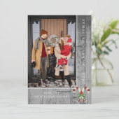 Rustieke Candy Canes Kerstmis | Grijze fotokaart Feestdagenkaart (Staand voorkant)