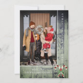 Rustieke Candy Canes Kerstmis | Groene fotokaart Feestdagenkaart (Voorkant)