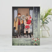 Rustieke Candy Canes Kerstmis | Groene fotokaart Feestdagenkaart (Staand voorkant)