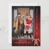 Rustieke Candy Canes Kerstmis | Rood Feestdagenkaart (Voorkant)
