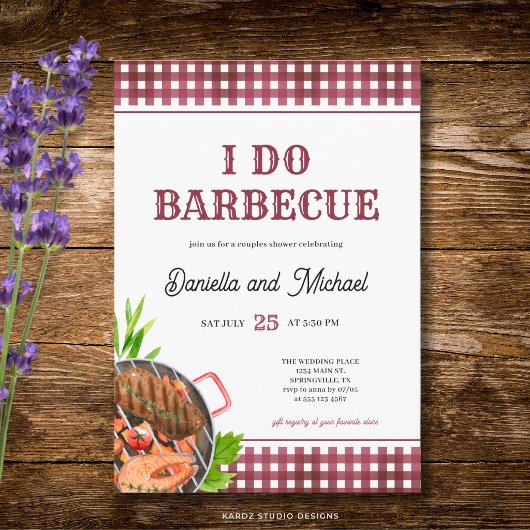 Rustieke Casual Ik Doe Barbecue Bruiloft Borrel Kaart