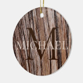 Rustieke cederschors natuur buitenshuis monogram keramisch ornament (Links)