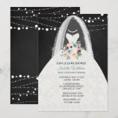 Rustieke Chalk Bruids Jurk Bruids Douche Uitnodigi Kaart (Voorkant / Achterkant)