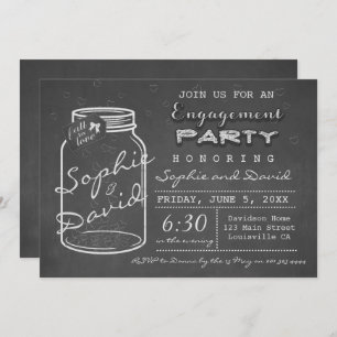 Rustieke Chalk Mason Jar Engagement Party Uitnodig Kaart
