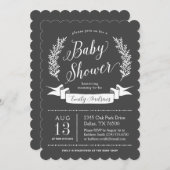 Rustieke Chalkboard Baby shower Invitation Kaart (Voorkant / Achterkant)