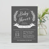 Rustieke Chalkboard Baby shower Invitation Kaart (Staand voorkant)