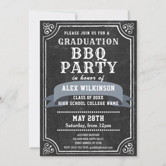 Rustieke Chalkboard Backyard BBQ Party Eenvoudig A Kaart (Voorkant)