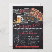 Rustieke Chalkboard BBQ Bier Baby shower Uitnodigi Kaart (Voorkant)