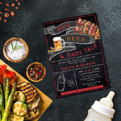 Rustieke Chalkboard BBQ Bier Baby shower Uitnodigi Kaart