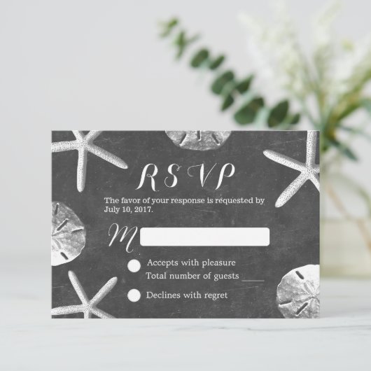 Rustieke Chalkboard Beach Wedding RSVP (Staand voorkant)