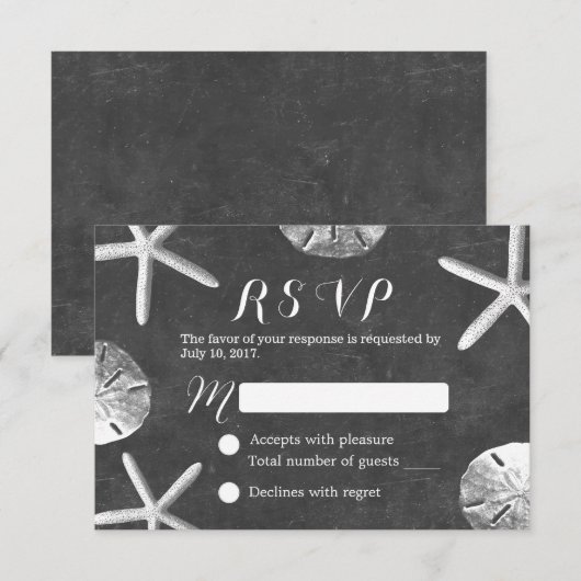 Rustieke Chalkboard Beach Wedding RSVP (Voorkant / Achterkant)