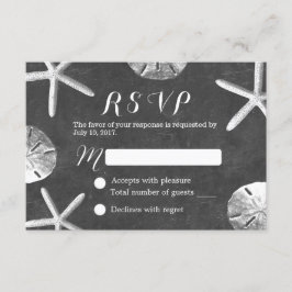 Rustieke Chalkboard Beach Wedding RSVP Kaartje