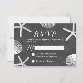 Rustieke Chalkboard Beach Wedding RSVP Kaartje