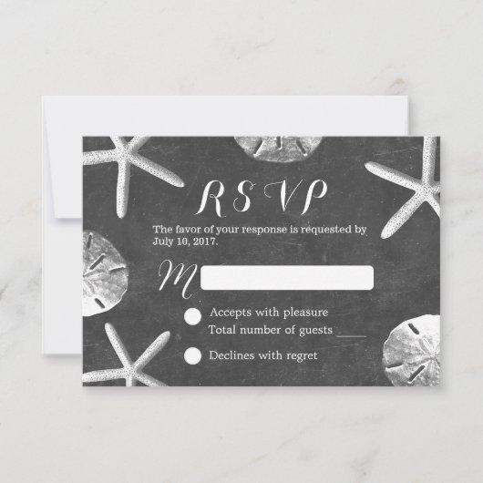 Rustieke Chalkboard Beach Wedding RSVP Kaartje (Voorkant)