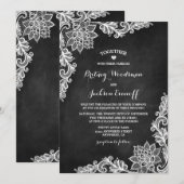 Rustieke Chalkboard Bloemen Kant Huwelijksuitnodig Kaart (Voorkant / Achterkant)