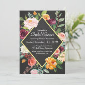 Rustieke Chalkboard Floral Bridal Shower Uitnodigi Kaart (Staand voorkant)