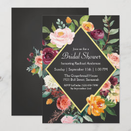 Rustieke Chalkboard Floral Bridal Shower Uitnodigi Kaart