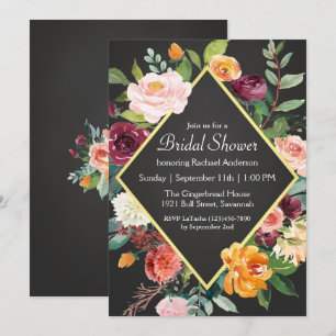 Rustieke Chalkboard Floral Bridal Shower Uitnodigi Kaart