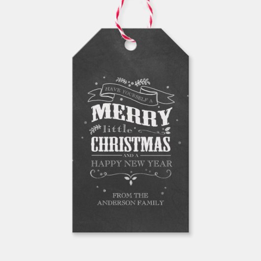 Rustieke Chalkboard Kerst Labels Cadeaulabel (Voorkant)