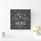 Rustieke Chalkboard Leaf Hart Script Typografie Vierkante Klok (Huis)