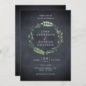 Rustieke Chalkboard Leaf Krans bruiloft uitnodigin Kaart (Voorkant / Achterkant)