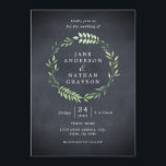 Rustieke Chalkboard Leaf Krans bruiloft uitnodigin Kaart<br><div class="desc">Meer  Rustic Wedding-uitnodigingen in de Little Bayleigh Store!</div>