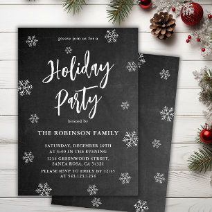 Rustieke Chalkboard Snowflake Holiday Party Kaart