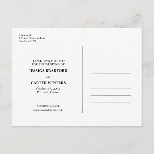 Rustieke Chalkboard Typografie Foto Opslaan van de Aankondigingskaart (Achterkant)