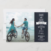 Rustieke Chalkboard Typografie Foto Opslaan van de Save The Date (Voorkant)