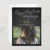 Rustieke Chalkboard Typografie Vakantiefoto Feestdagenkaart (Voorkant / Achterkant)