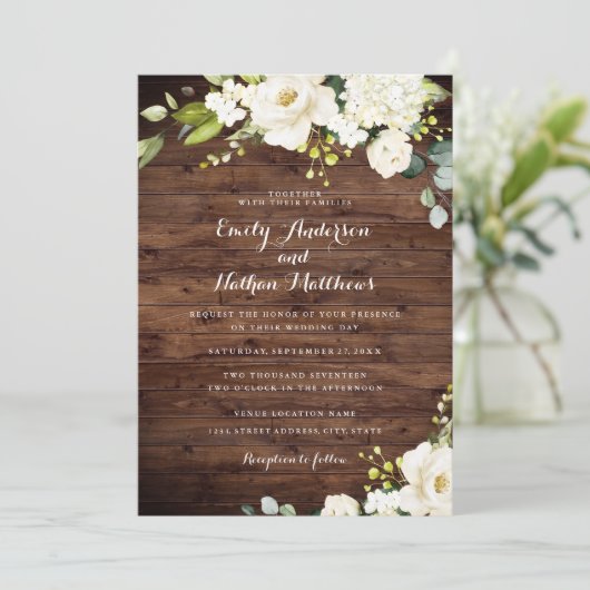 Rustieke Champagne Floral Wedding Kaart (Staand voorkant)