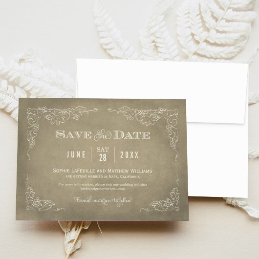 Rustieke Champagne Gouden Wijngaard Trouwplechtigh Save The Date