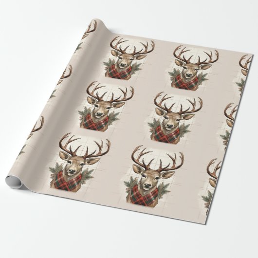 Rustieke Charm Boerderij Schatten met geruite Hert Cadeaupapier (Uitgerold)