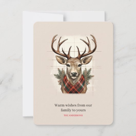 Rustieke Charm Boerderij Schatten met geruite Hert Feestdagenkaart (Voorkant)