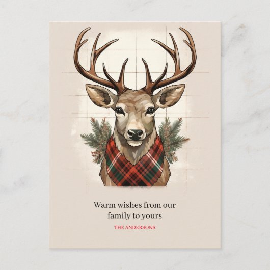 Rustieke Charm Boerderij Schatten met geruite Hert Feestdagenkaart (Voorkant)
