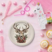 Rustieke Charm Boerderij Schatten met geruite Hert Papieren Bordje (Feest)