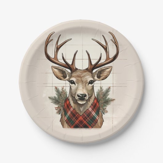 Rustieke Charm Boerderij Schatten met geruite Hert Papieren Bordje (Voorkant)