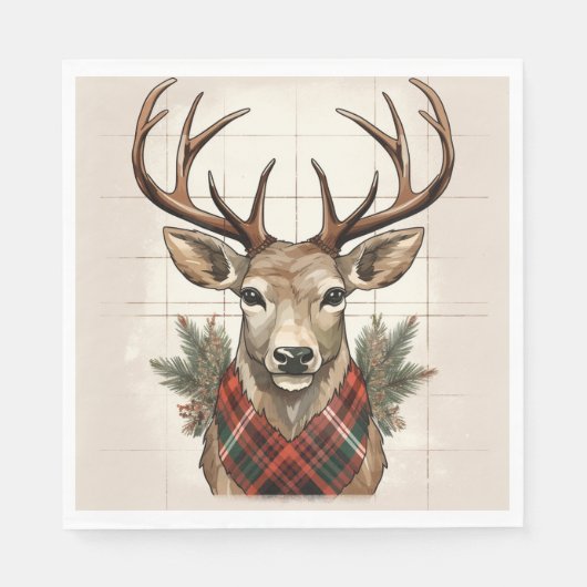 Rustieke Charm Boerderij Schatten met geruite Hert Servet (Voorkant)
