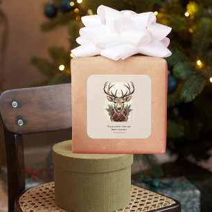 Rustieke Charm Boerderij Schatten met geruite Hert Vierkante Sticker