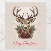 Rustieke Charm Boerderij Schatten met geruite Hert Wijn Etiket (Enkel label)