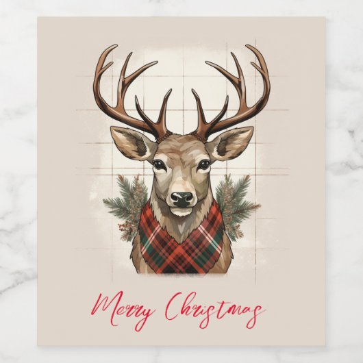 Rustieke Charm Boerderij Schatten met geruite Hert Wijn Etiket (Enkel label)