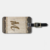 Rustieke Charm Burlap & Lace Schuur Hout QR Code Bagagelabel (Voorkant horizontaal)