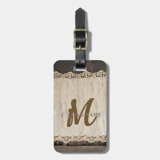 Rustieke Charm Burlap & Lace Schuur Hout QR Code Bagagelabel (Voorkant verticaal)