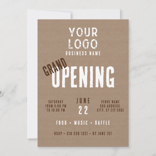 Rustieke Charm Business Logo Grand Opening Kaart (Voorkant)