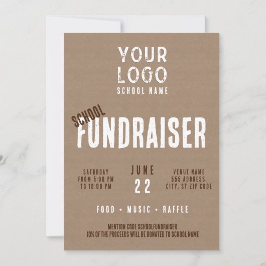 Rustieke Charm Business Logo School Fundraiser Kaart (Voorkant)