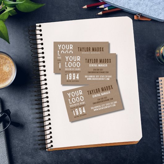 Rustieke Charm Kraft Paper Business Logo Est. Datu Visitekaartje