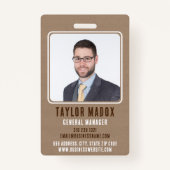 Rustieke Charm Kraft Papier Werknemer Bedrijf Badge (Voorkant)