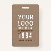 Rustieke Charm Kraft Papier Werknemer Bedrijf Badge (Achterkant)