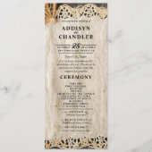 Rustieke Charm Wedding Burlap & Lace Schuur Hout Programmakaart (Voorkant)