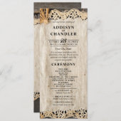 Rustieke Charm Wedding Burlap & Lace Schuur Hout Programmakaart (Voorkant / Achterkant)
